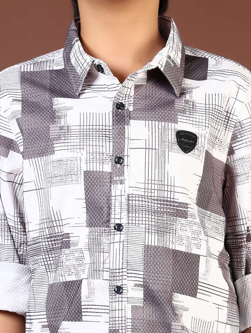 boys printed collared long sleeve shirt - 21712010 -  Standard Image - 4