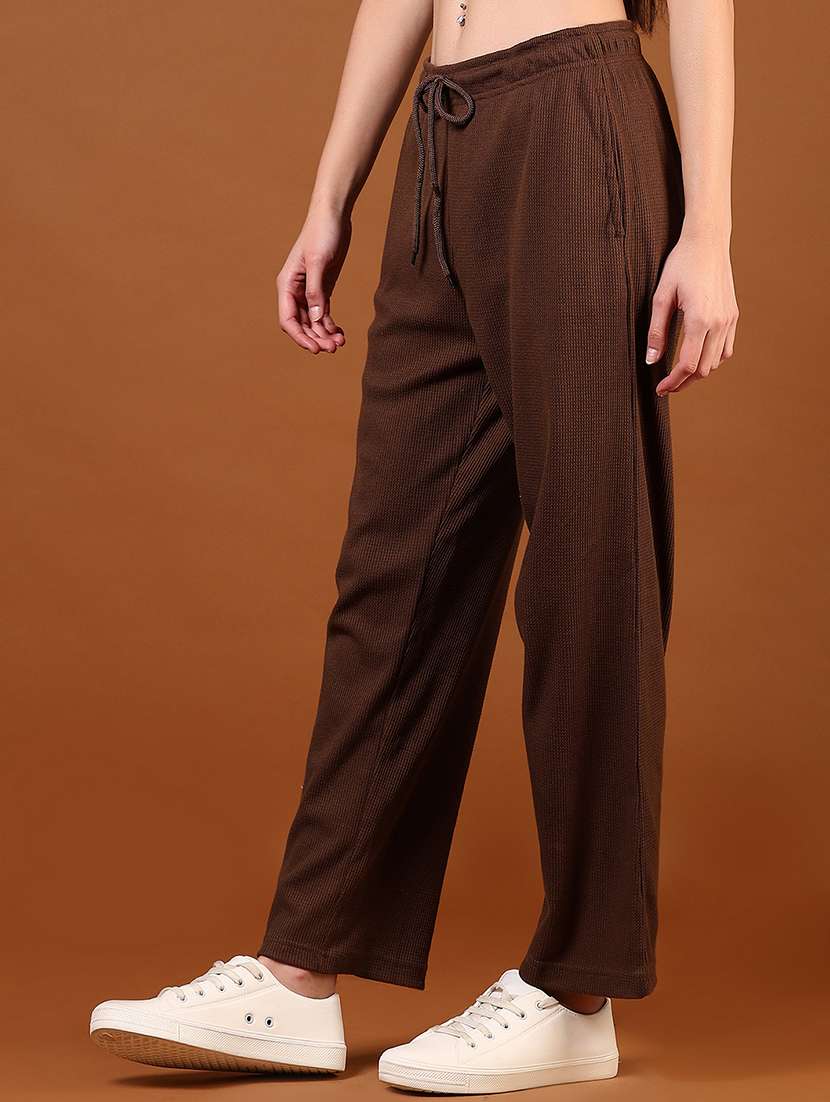 women brown solid mid rise track pant - 21712018 -  Standard Image - 1