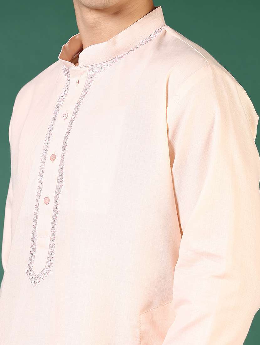 men mandarin neck kurta pyjama ethnic wear set - 21712025 -  Standard Image - 4