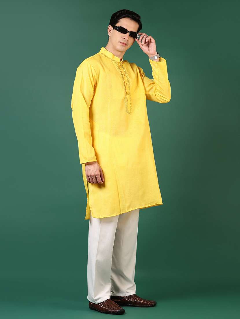 men mandarin neck kurta pyjama ethnic wear set - 21712028 -  Standard Image - 1