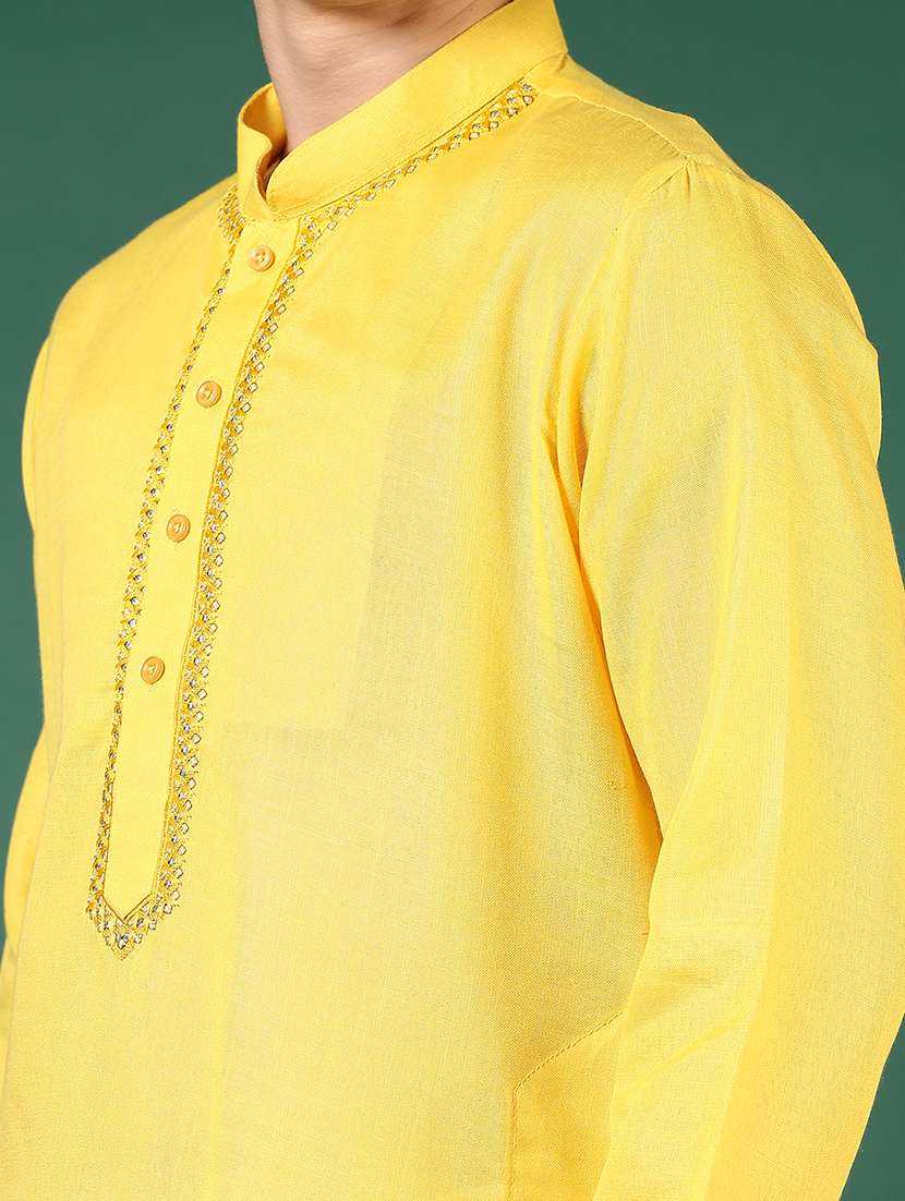 men mandarin neck kurta pyjama ethnic wear set - 21712028 -  Standard Image - 4