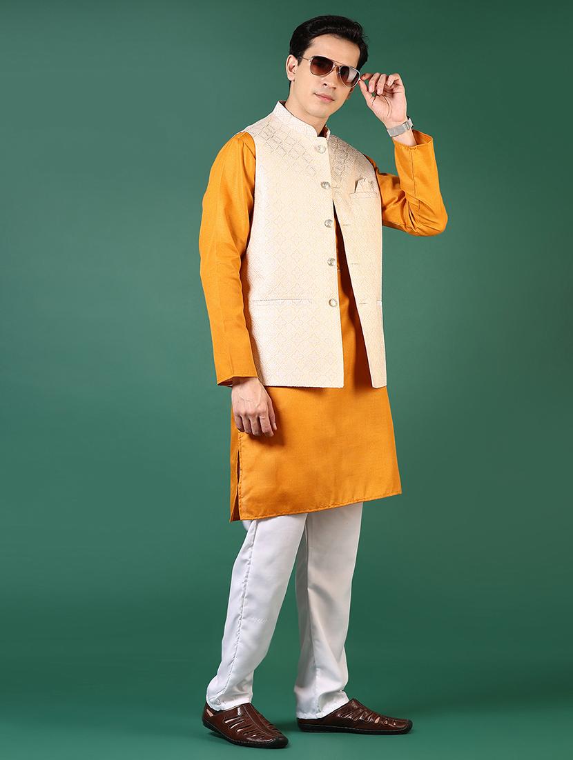 men mandarin neck kurta pyjama ethnic wear set - 21712029 -  Standard Image - 1