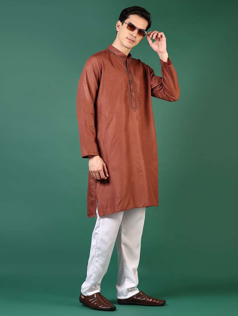 men mandarin neck kurta pyjama ethnic wear set - 21712031 -  Standard Image - 1