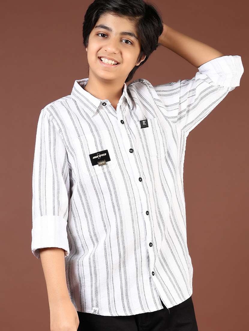 boys striped collared casual shirt