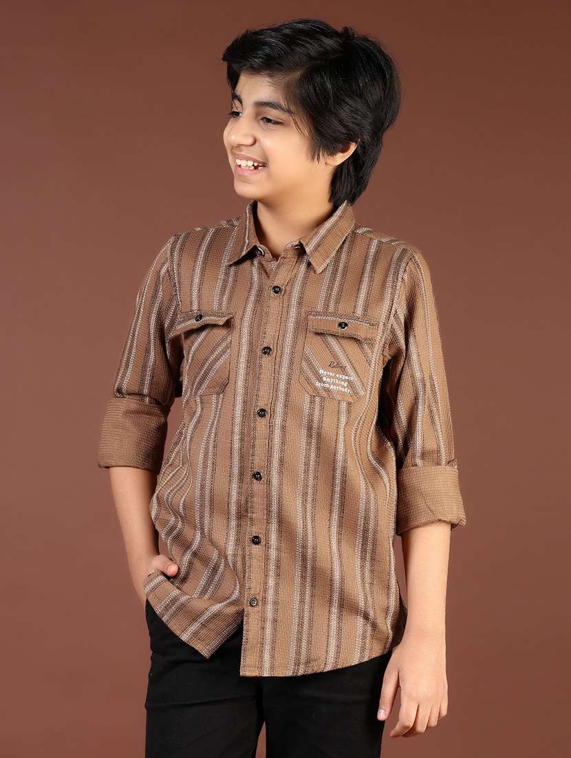 boys striped collared casual shirt - 21712040 -  Standard Image - 1