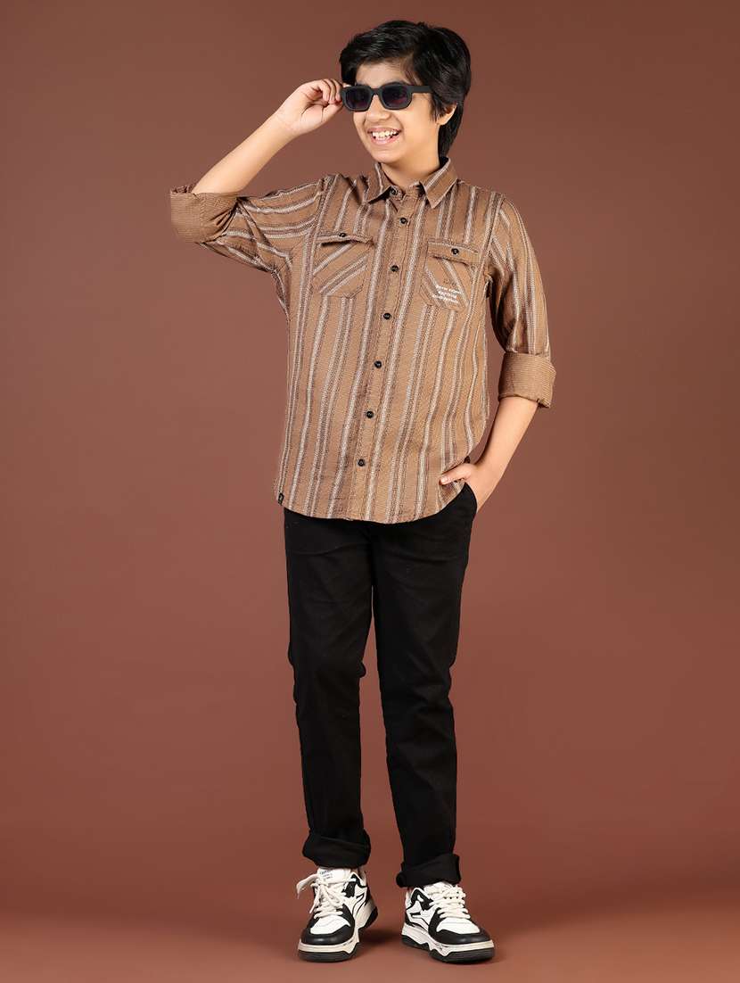 boys striped collared casual shirt - 21712040 -  Standard Image - 4