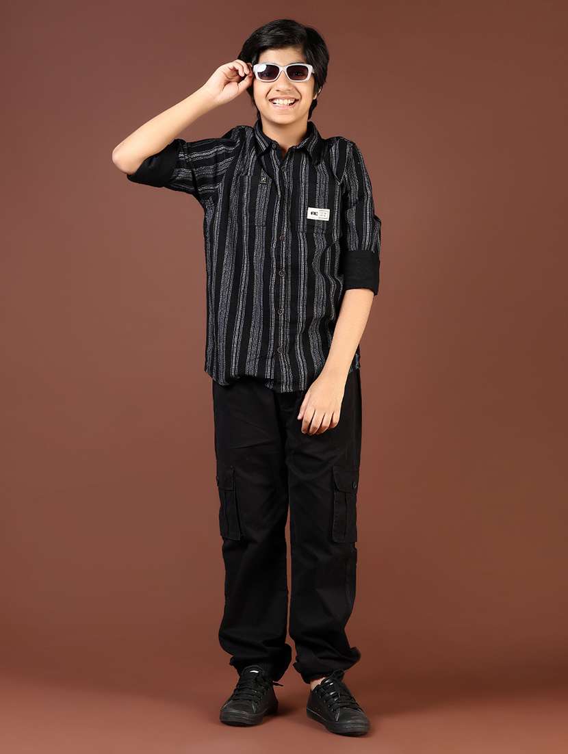 boys striped collared casual shirt - 21712051 -  Standard Image - 4