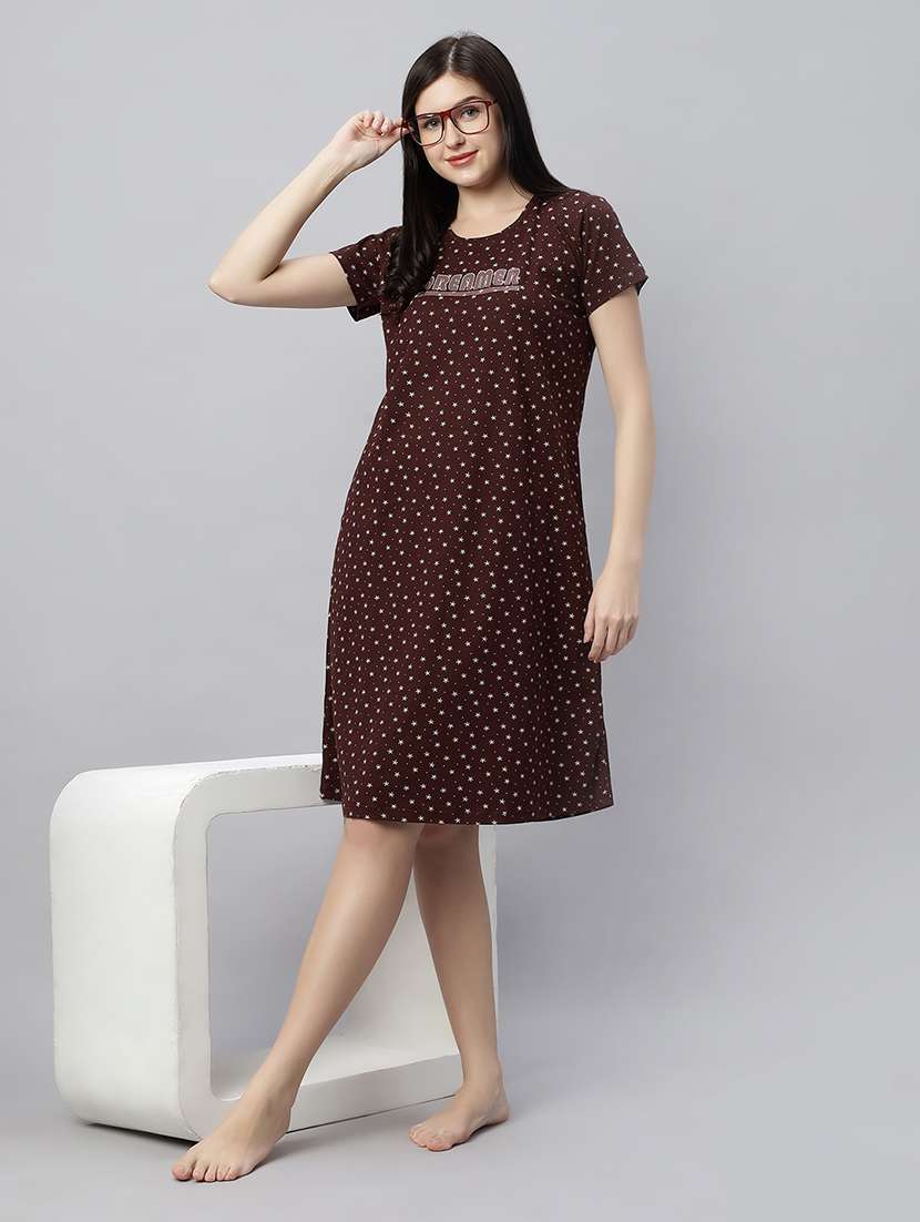 women round neck printed sleepshirts - 21712079 -  Standard Image - 4