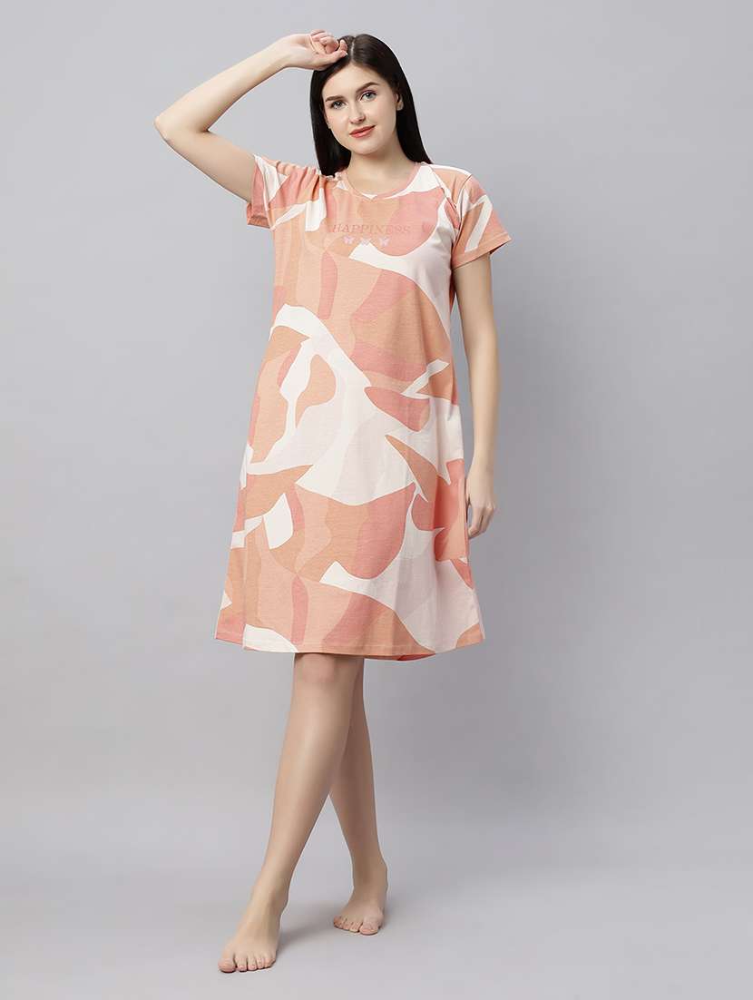 women round neck printed sleepshirts