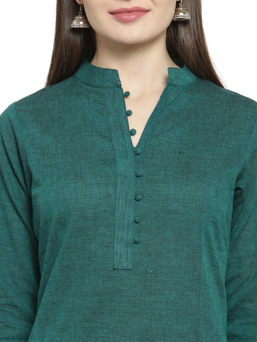 women solid three quarter sleeve straight kurta - 21712083 - Standard Image - 4