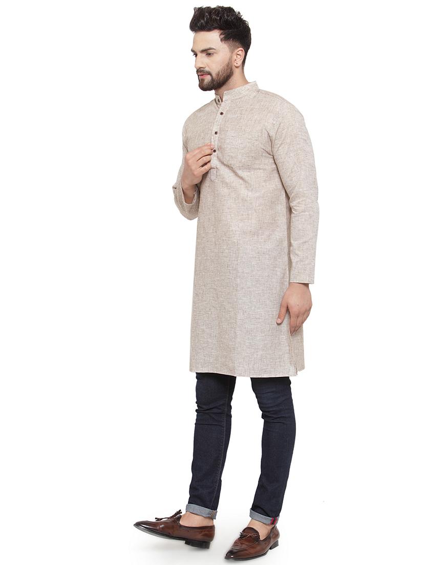 men mandarin neck solid long kurta - 21712084 -  Standard Image - 1