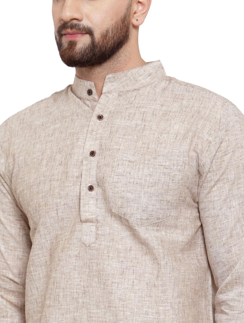 men mandarin neck solid long kurta - 21712084 - Standard Image - 4