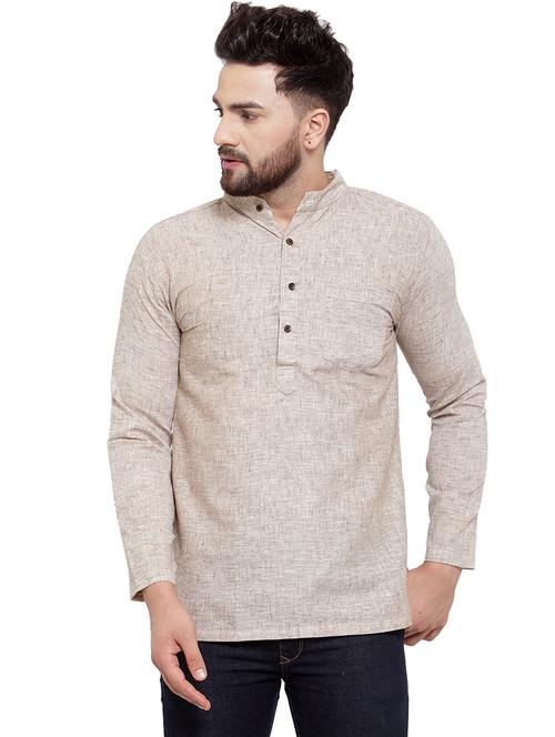 men mandarin neck solid short kurta - 21712085 -  Standard Image - 0