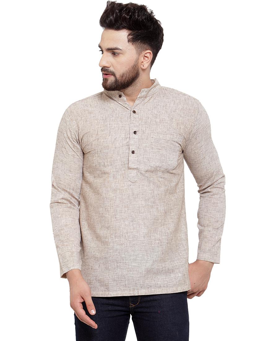 men mandarin neck solid short kurta - 21712085 -  Zoom Image - 0