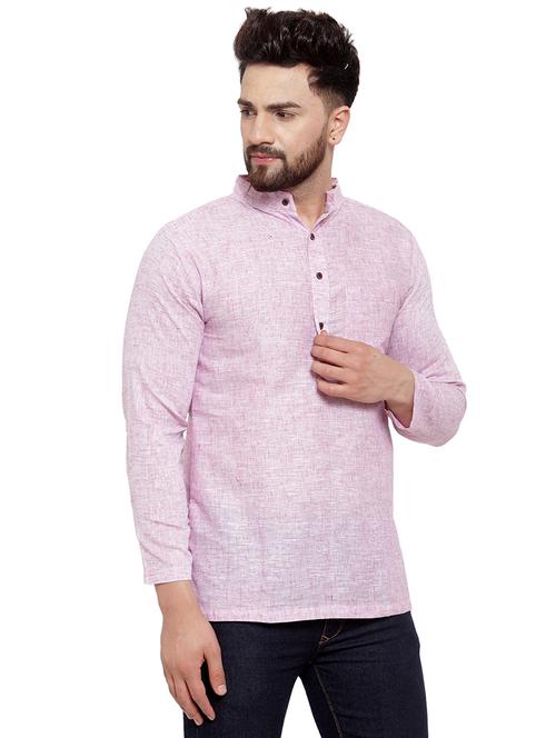 men mandarin neck solid short kurta - 21712087 - Standard Image - 0