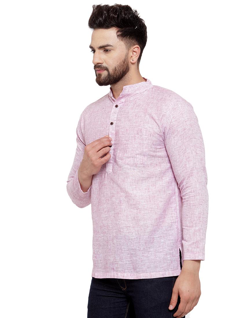 men mandarin neck solid short kurta - 21712087 -  Standard Image - 1