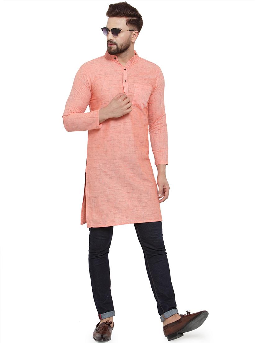 men mandarin neck solid long kurta - 21712088 - Standard Image - 4