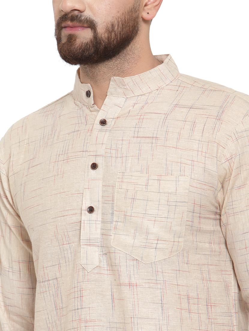 men mandarin neck solid long kurta - 21712092 - Standard Image - 4