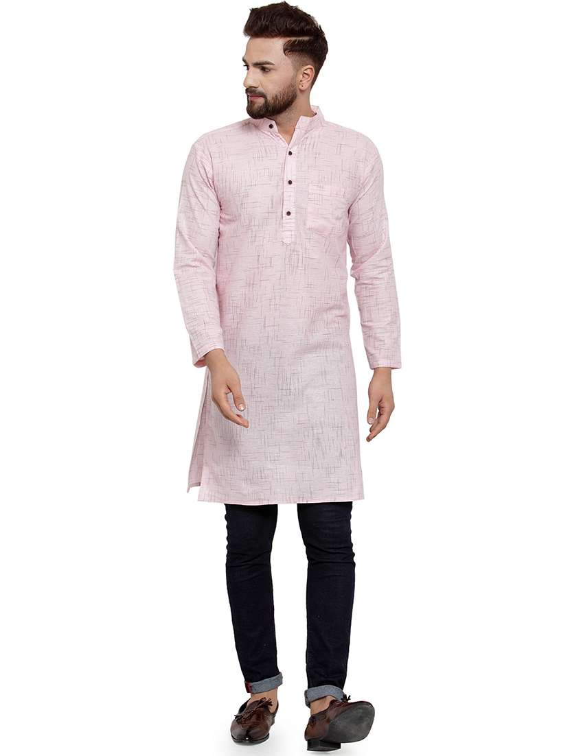 men mandarin neck solid long kurta