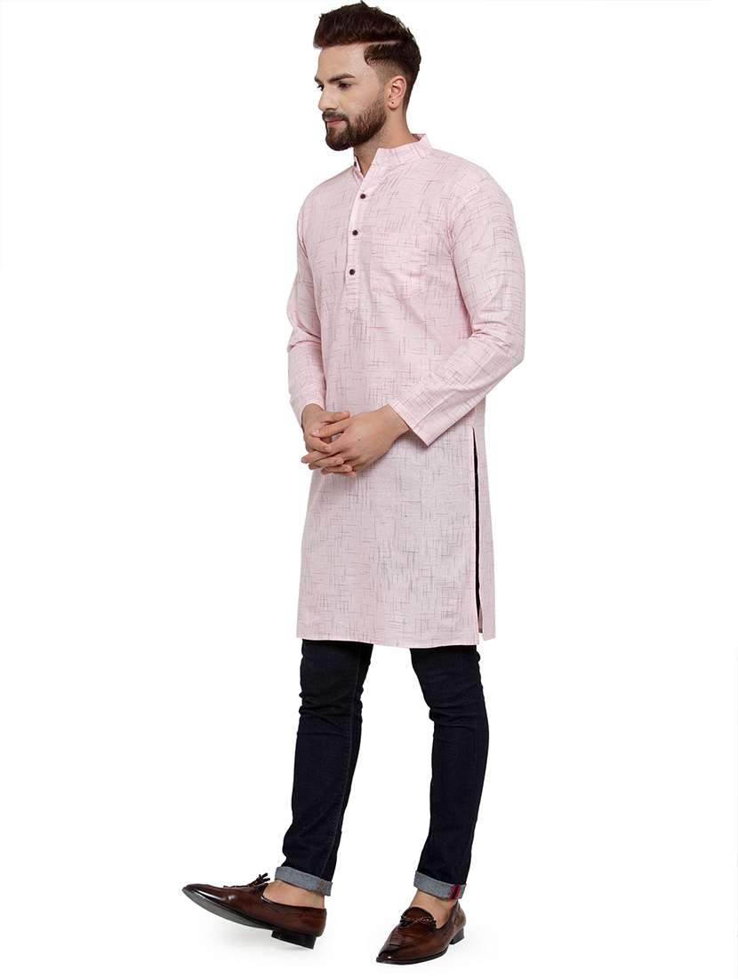 men mandarin neck solid long kurta - 21712094 - Standard Image - 1