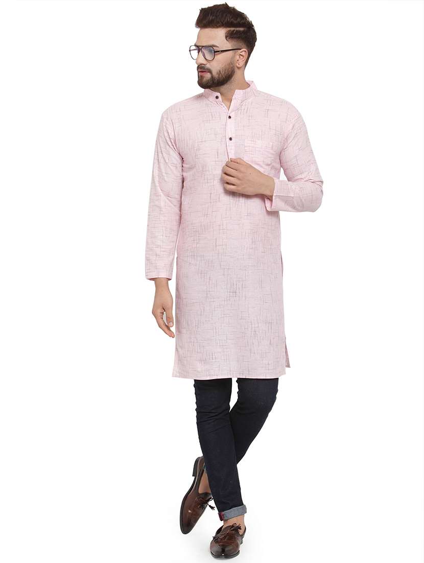 men mandarin neck solid long kurta - 21712094 - Standard Image - 4