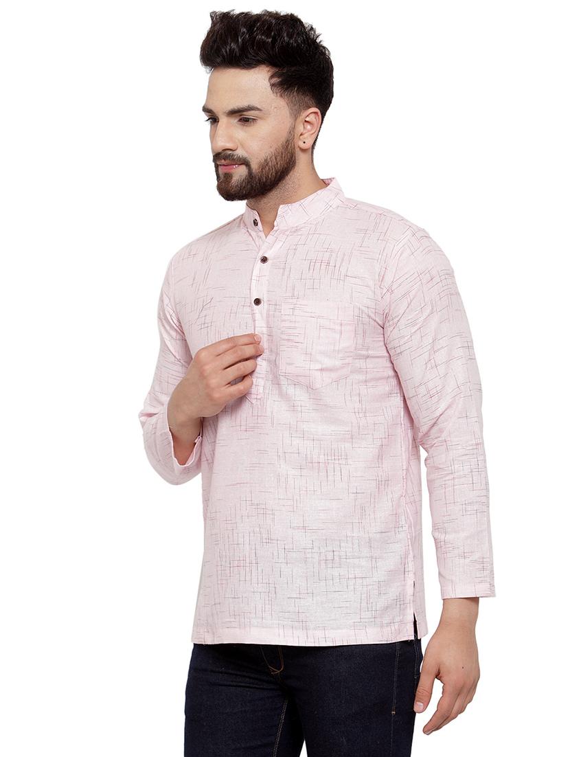 men mandarin neck solid short kurta - 21712095 - Standard Image - 1