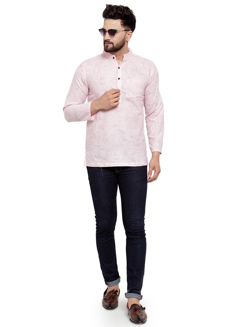 men mandarin neck solid short kurta - 21712095 - Standard Image - 4