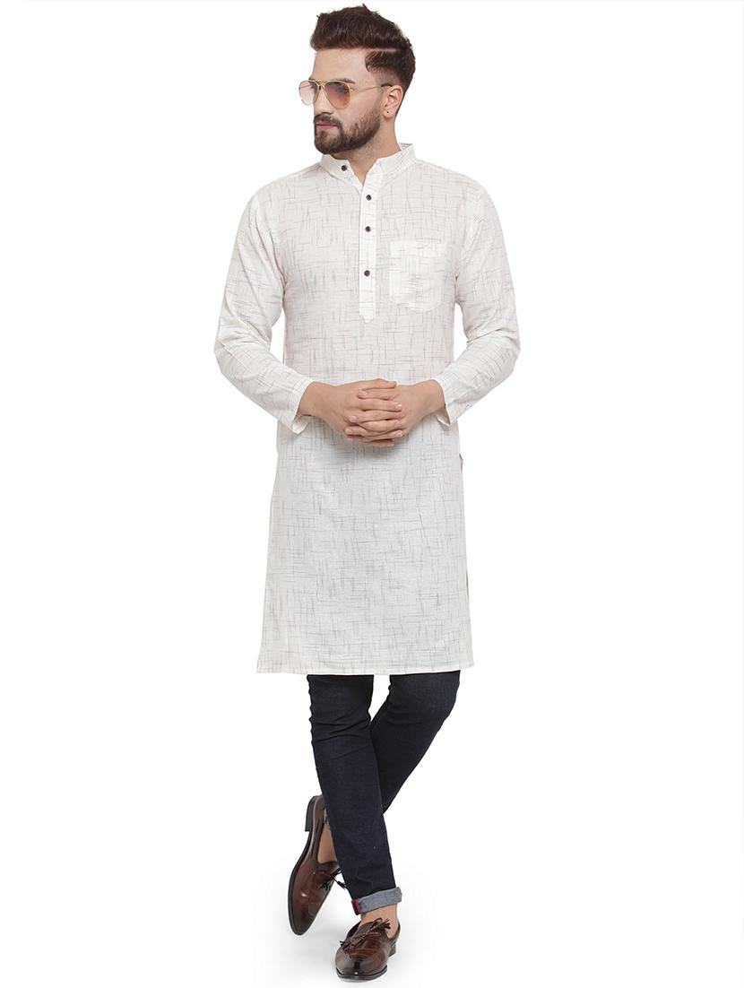 men mandarin neck solid long kurta - 21712100 - Standard Image - 4