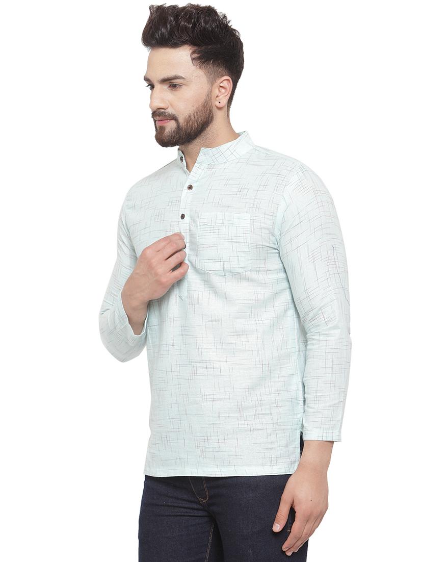 men mandarin neck solid short kurta - 21712103 -  Standard Image - 1