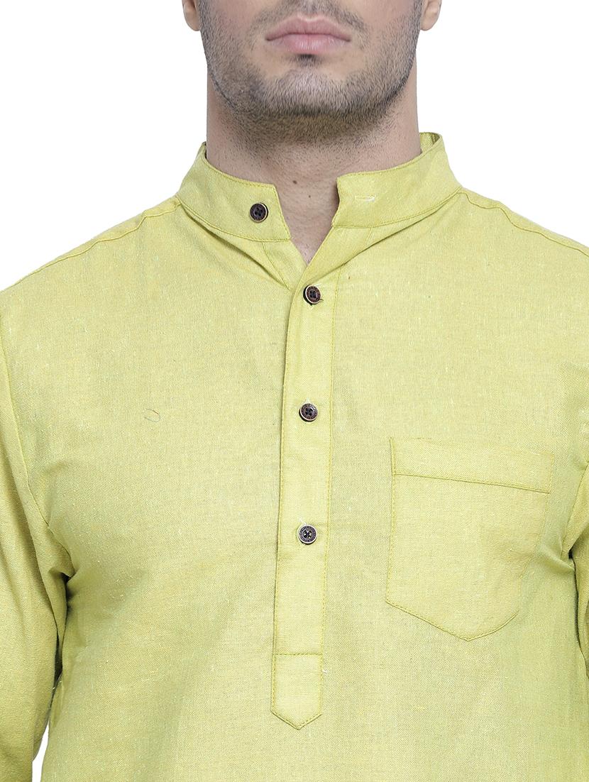 men mandarin neck solid long kurta - 21712110 - Standard Image - 4