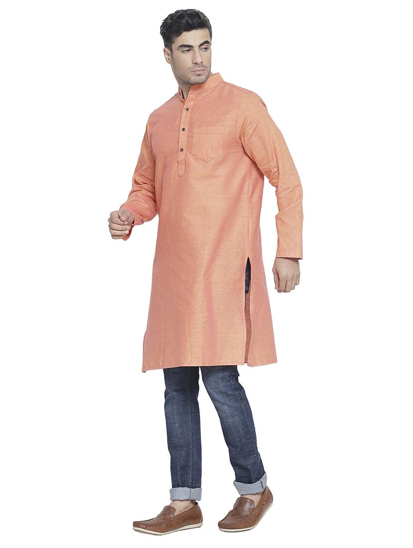 men mandarin neck solid long kurta - 21712112 -  Standard Image - 1