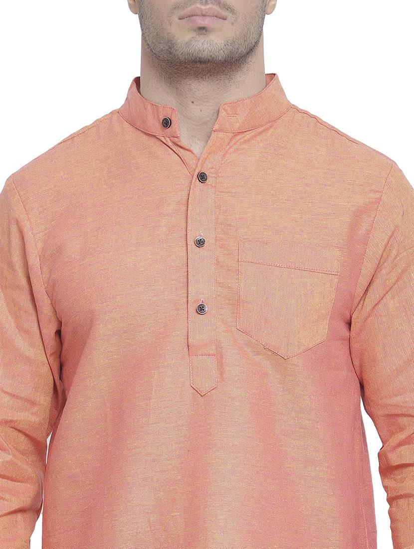 men mandarin neck solid long kurta - 21712112 - Standard Image - 4