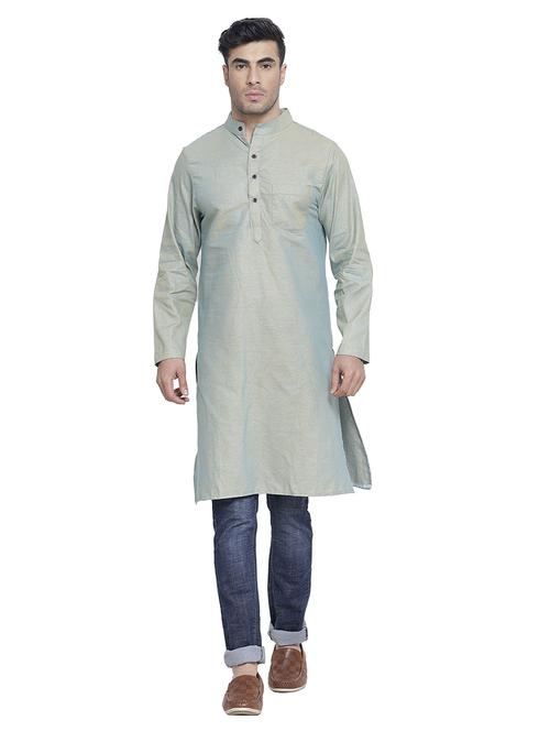 men mandarin neck solid long kurta - 21712114 -  Standard Image - 0
