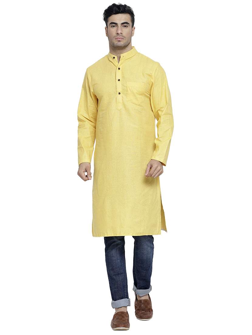 men mandarin neck solid long kurta - 21712116 -  Zoom Image - 0