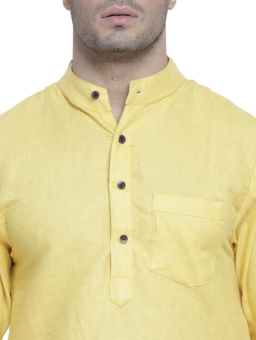 men mandarin neck solid long kurta - 21712116 - Standard Image - 4