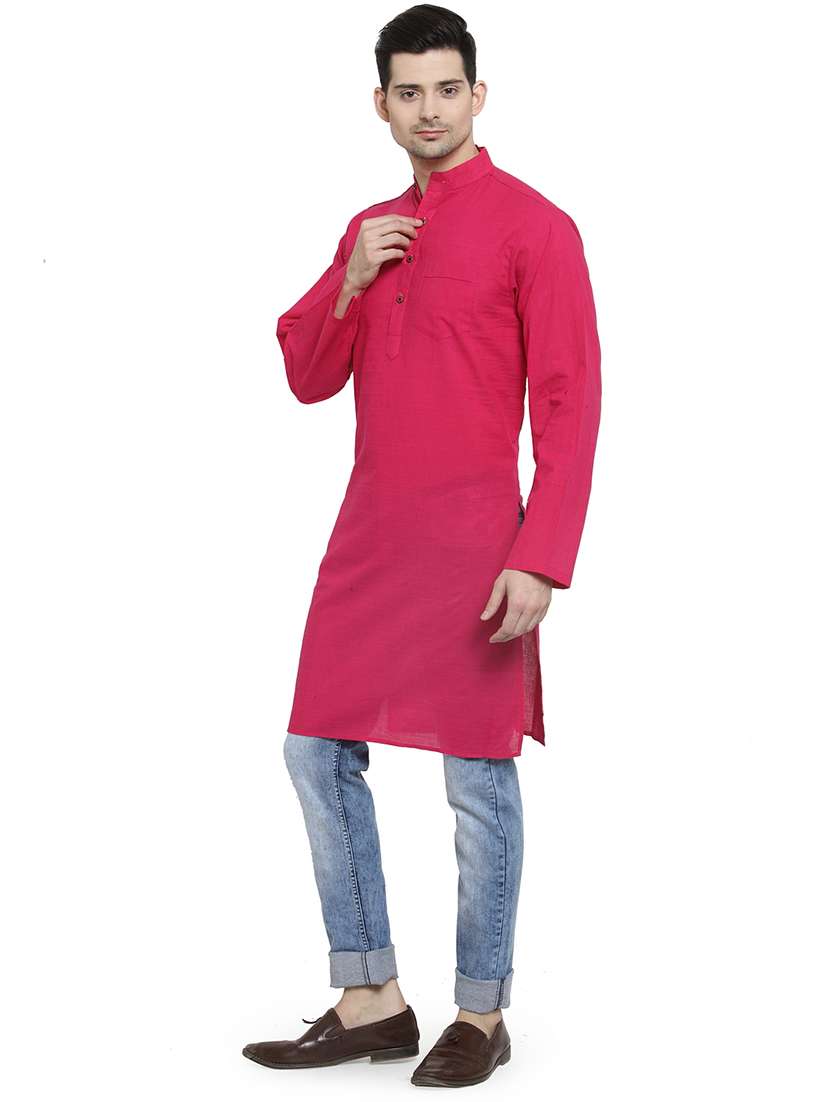men mandarin neck solid long kurta - 21712124 -  Standard Image - 1