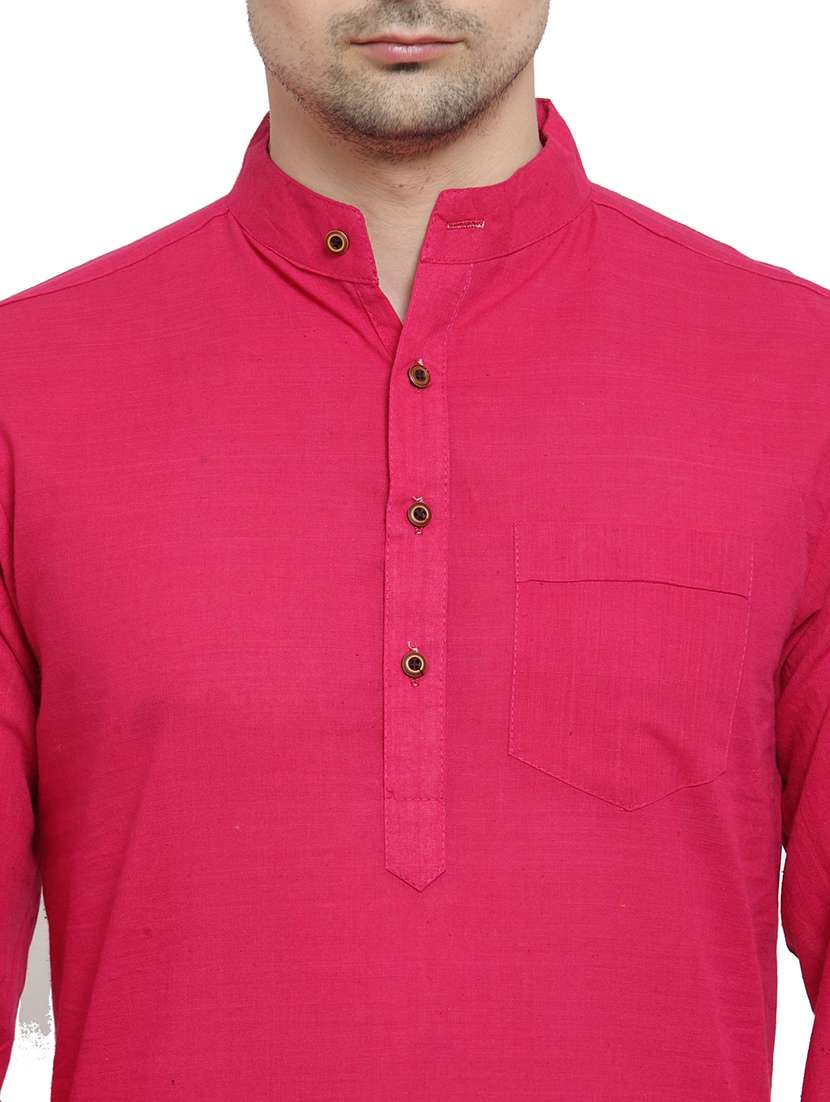 men mandarin neck solid long kurta - 21712124 - Standard Image - 4