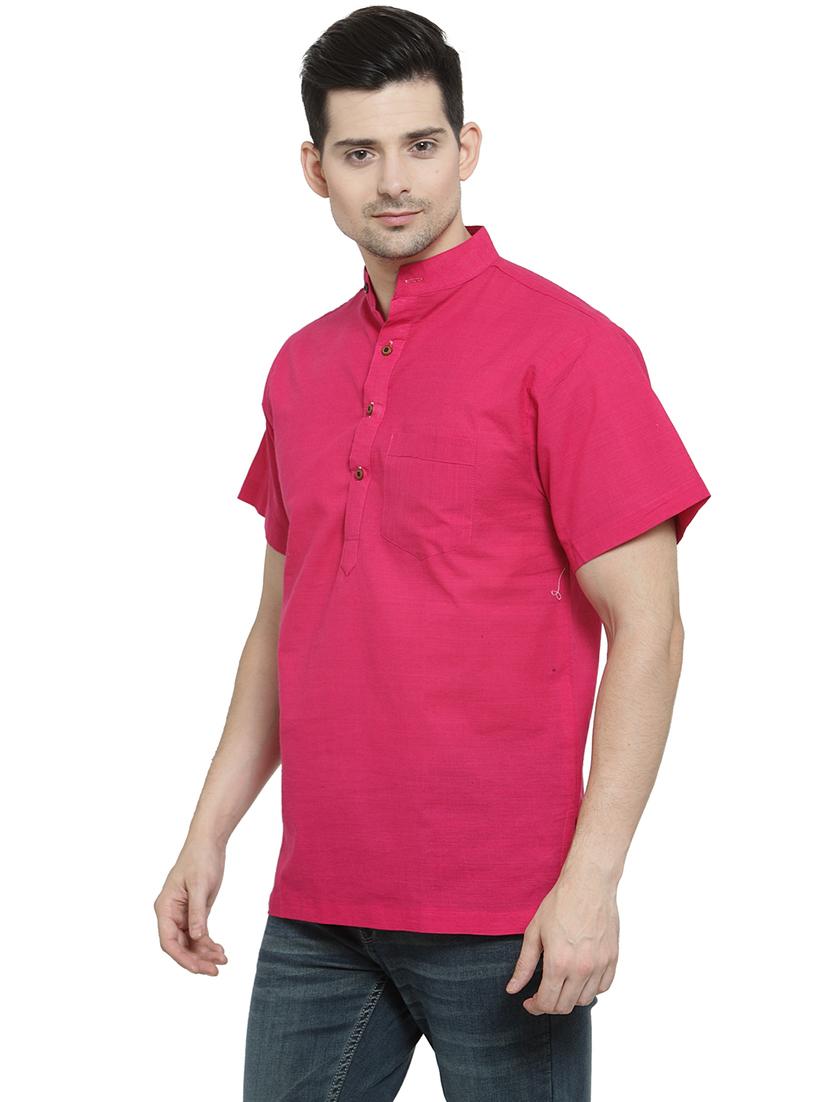 men mandarin neck solid short kurta - 21712125 -  Standard Image - 1