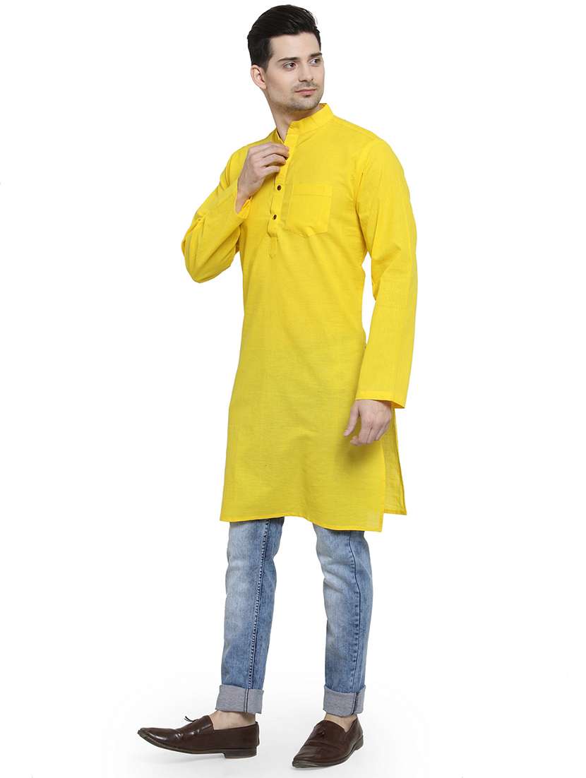 men mandarin neck solid long kurta - 21712128 -  Standard Image - 1