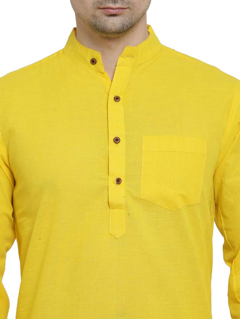 men mandarin neck solid long kurta - 21712128 - Standard Image - 4