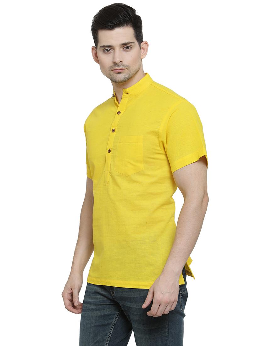 men mandarin neck solid short kurta - 21712129 -  Standard Image - 1