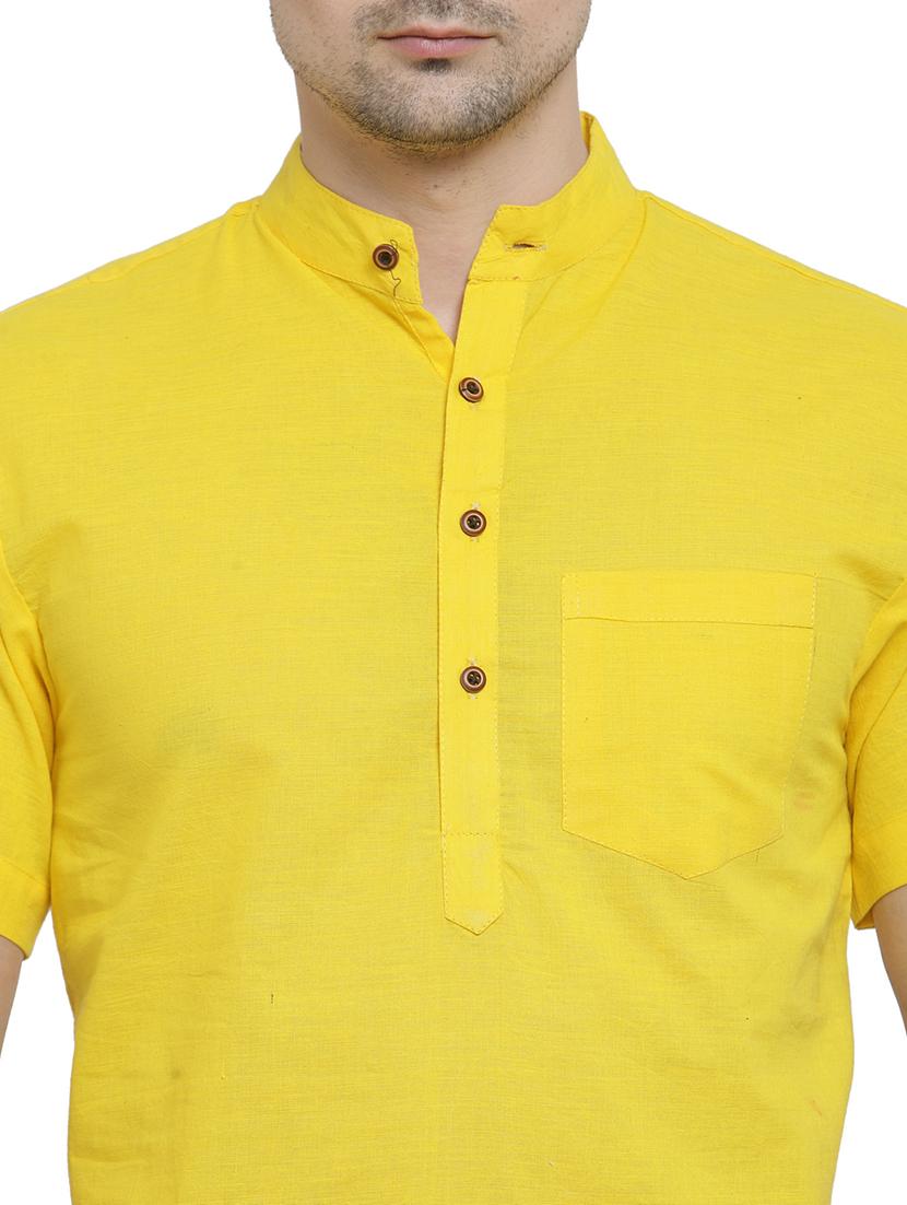men mandarin neck solid short kurta - 21712129 - Standard Image - 4