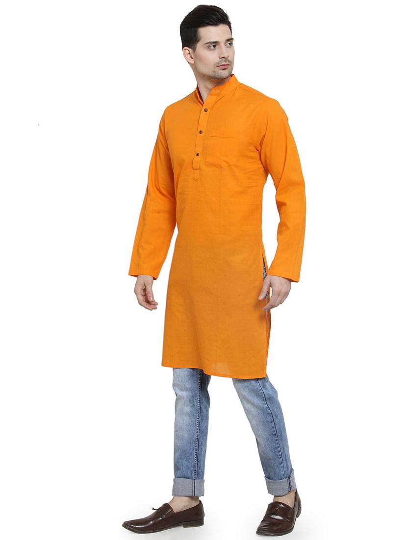 men mandarin neck solid long kurta - 21712130 -  Standard Image - 1