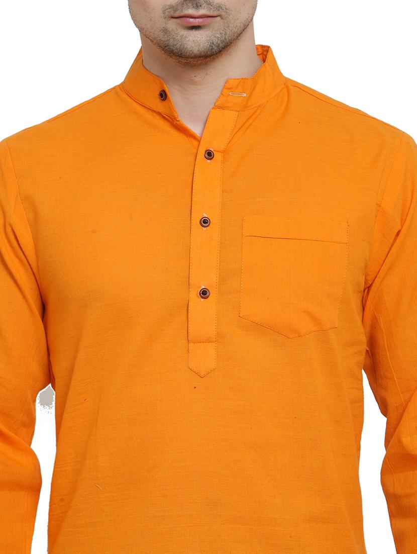 men mandarin neck solid long kurta - 21712130 - Standard Image - 4