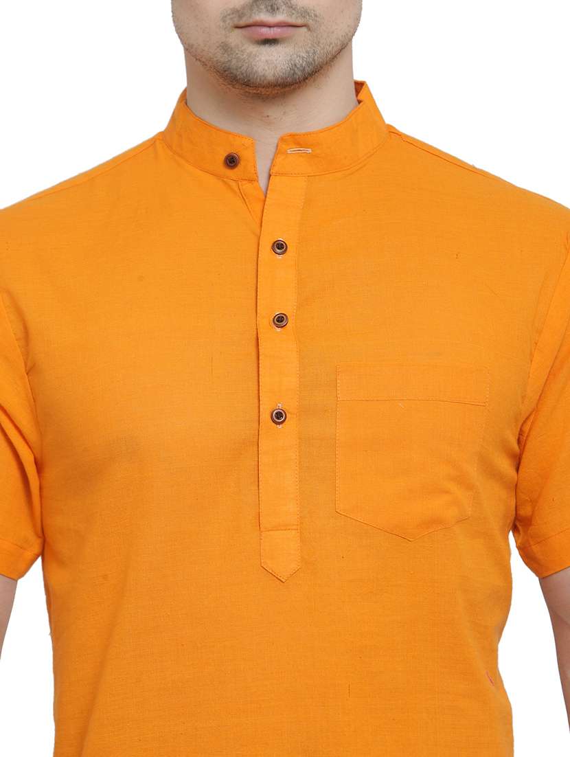 men mandarin neck solid short kurta - 21712131 -  Standard Image - 4