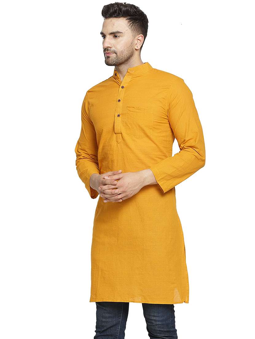 men mandarin neck solid long kurta - 21712132 -  Standard Image - 1