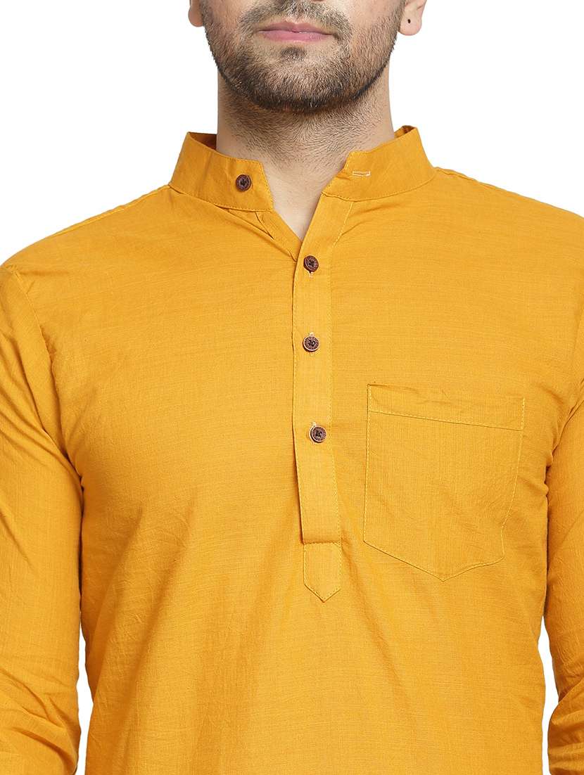 men mandarin neck solid long kurta - 21712132 -  Standard Image - 4