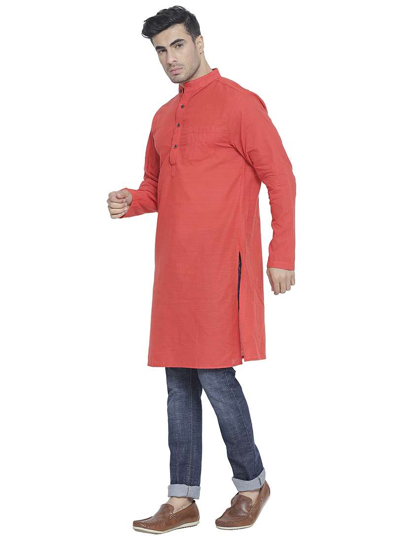 men mandarin neck solid long kurta - 21712136 -  Standard Image - 1