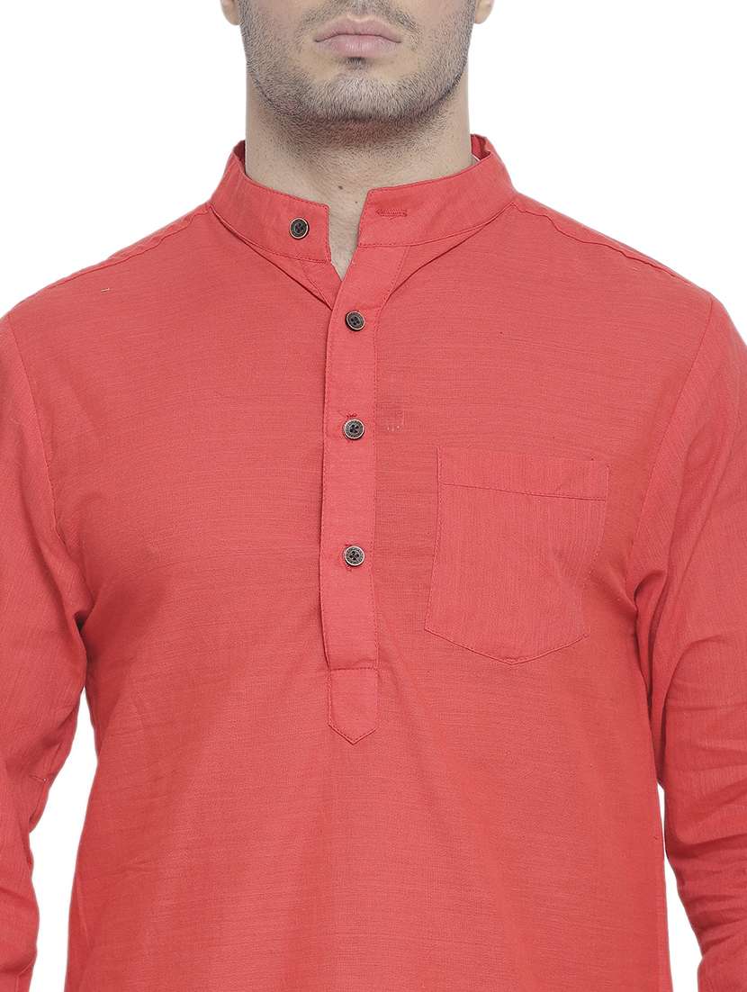 men mandarin neck solid long kurta - 21712136 -  Standard Image - 4