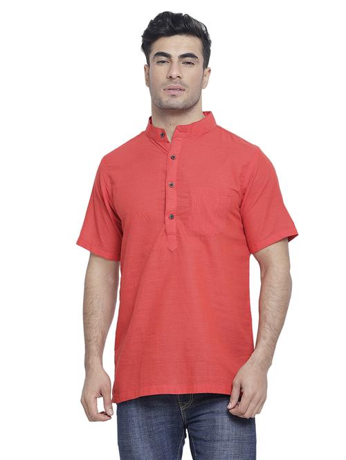 men mandarin neck solid short kurta - 21712137 -  Standard Image - 0